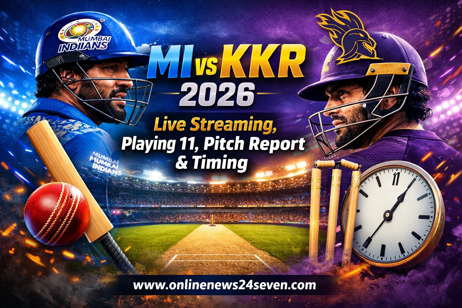 MI vs KKR 2026_ Live Streaming, Playing 11, Pitch Report & Timing